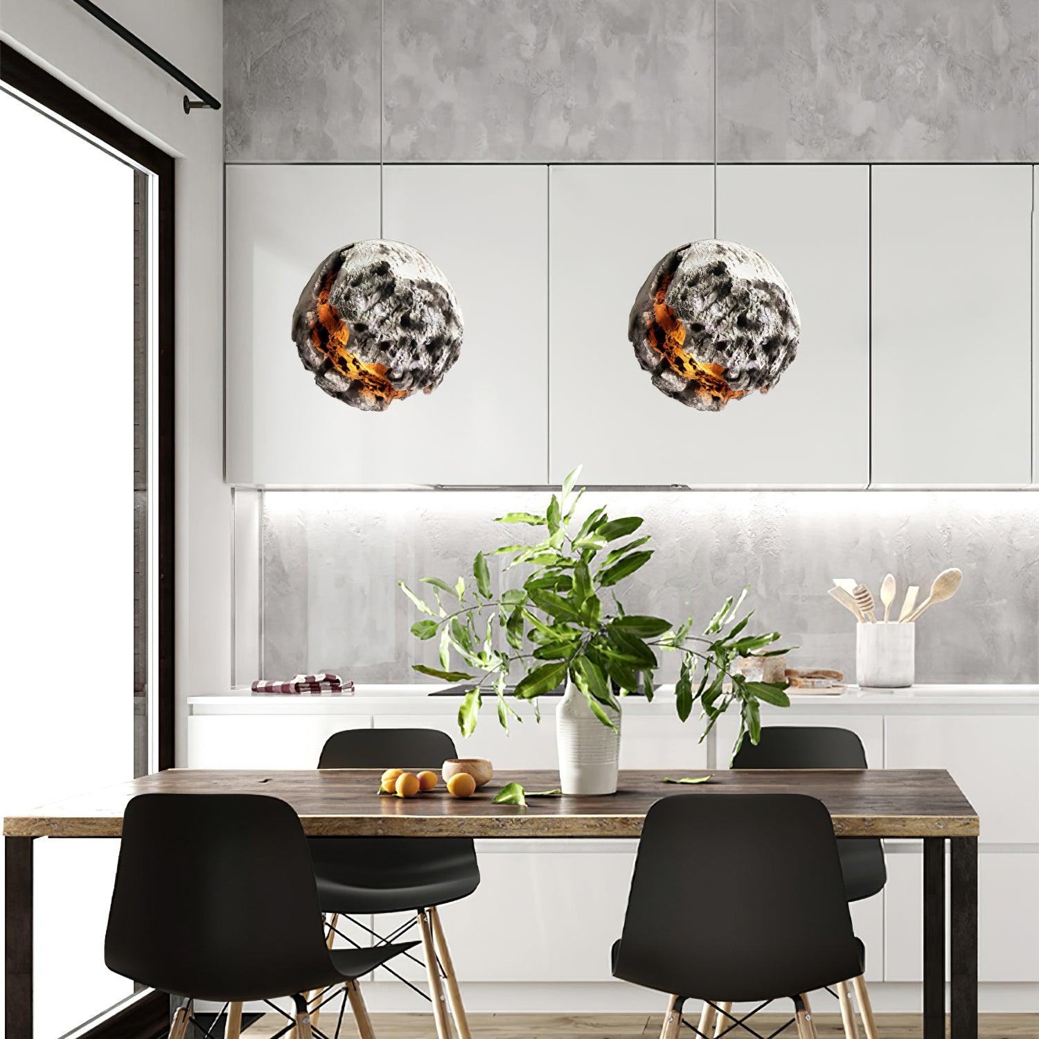 Close-up angle of Irregular Planet Pendant Lamp Chandelier showing form and material detail