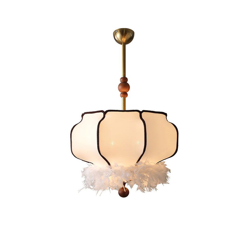 Feathered Lantern Chandelier