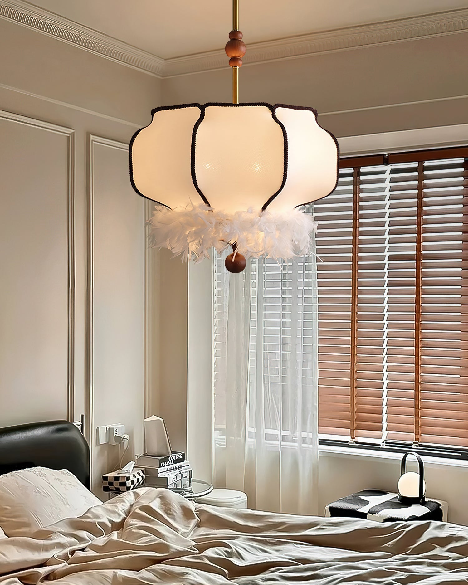 Feathered Lantern Chandelier