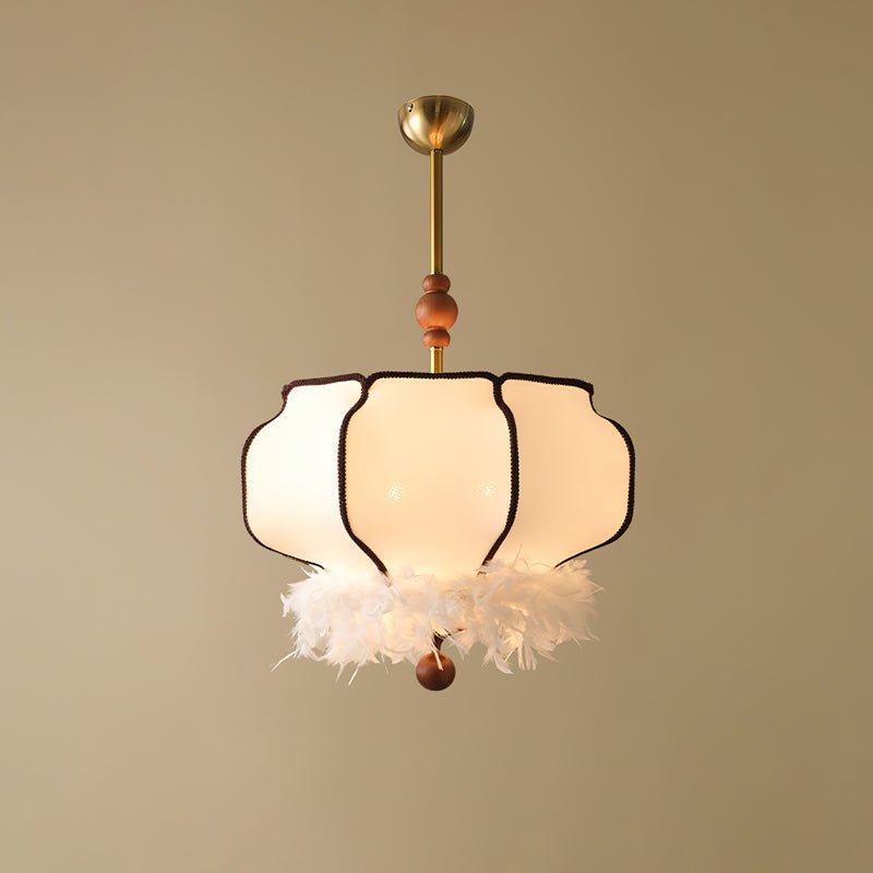 Feathered Lantern Chandelier