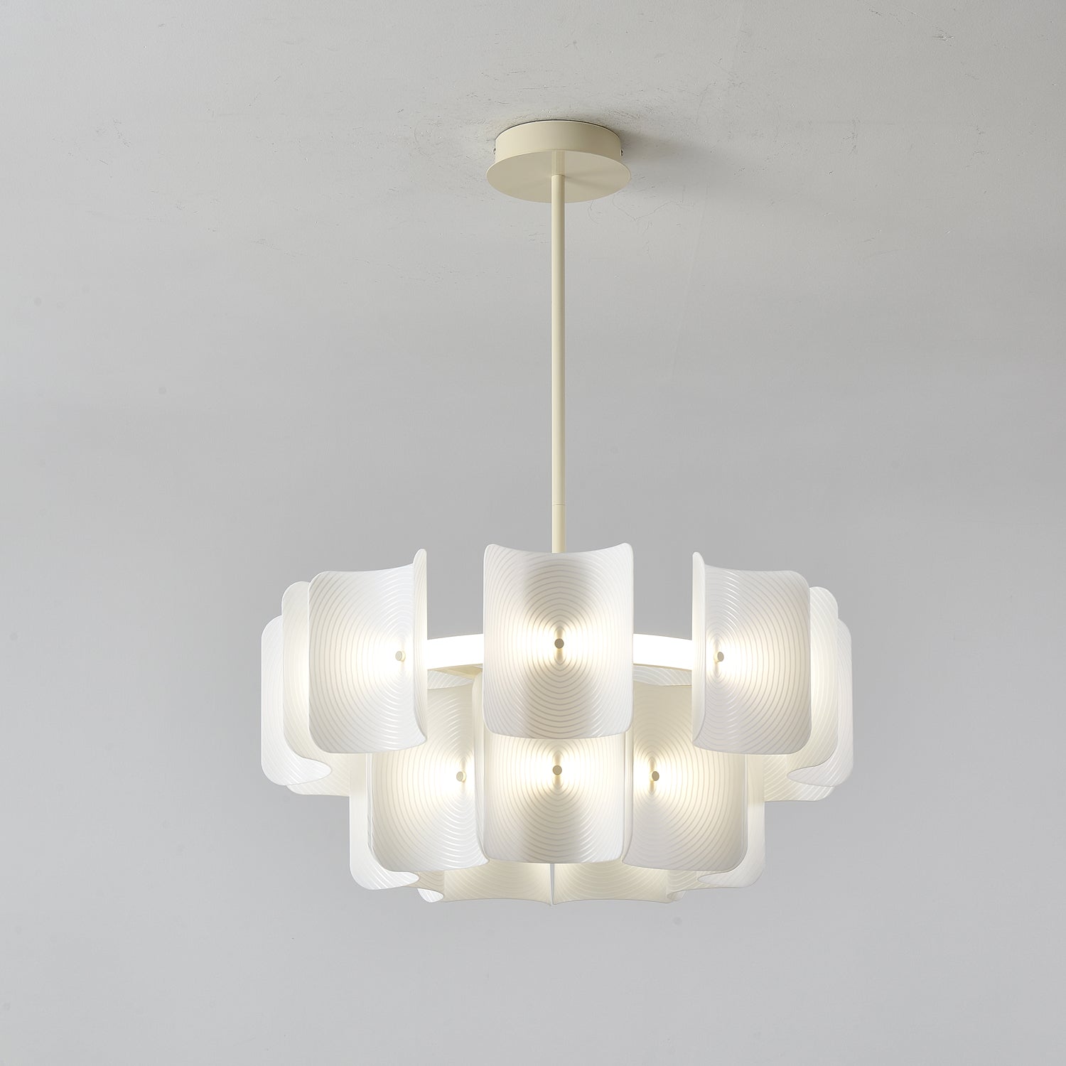 Close-up angle of Fingerprint Candelabrum Chandelier showing form and material detail