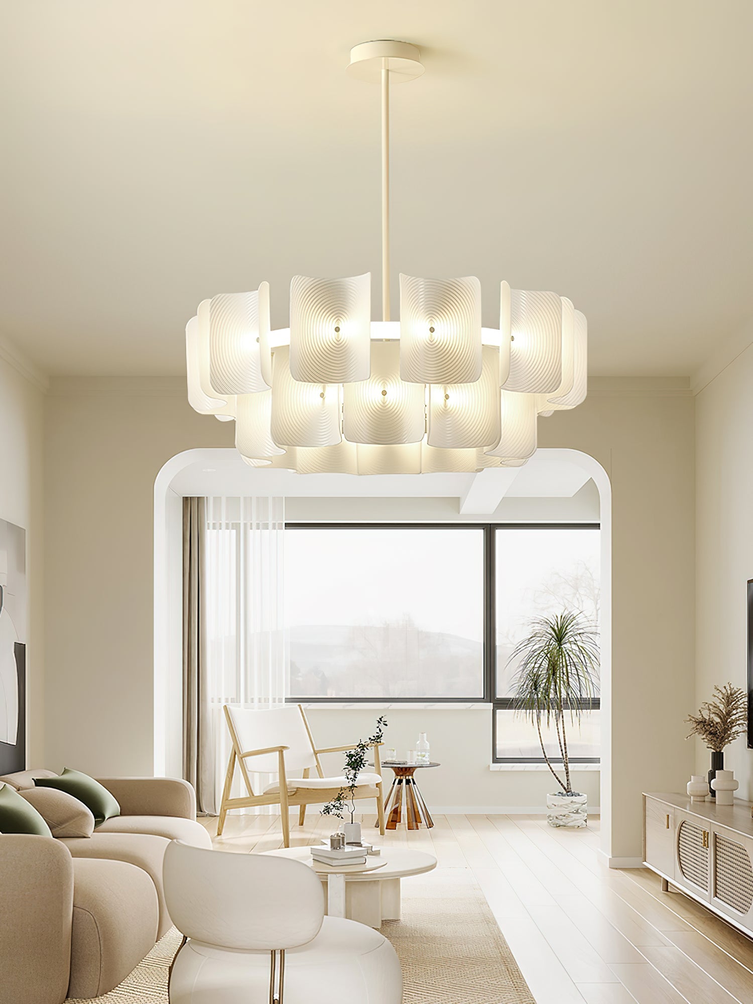 Close-up angle of Fingerprint Candelabrum Chandelier showing form and material detail