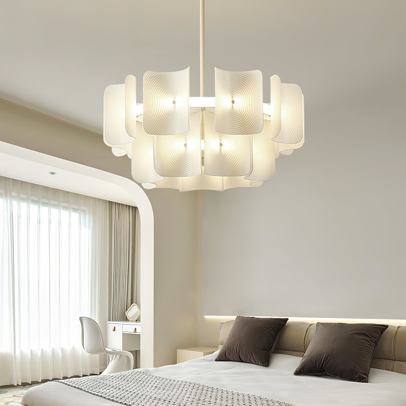 Close-up angle of Fingerprint Candelabrum Chandelier showing form and material detail