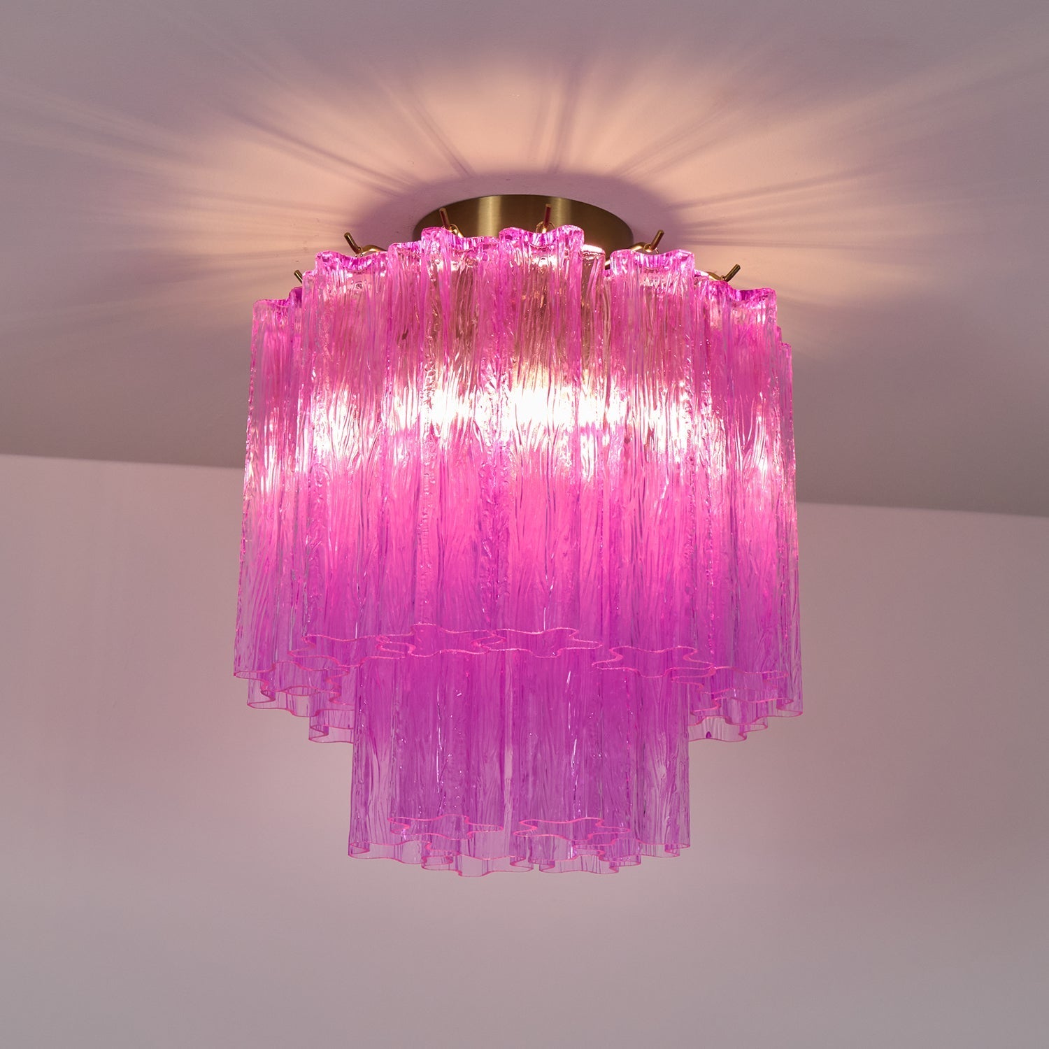 Fiora Rose Red Glass Overhead Fixture Lamp Chandelier detail view 10