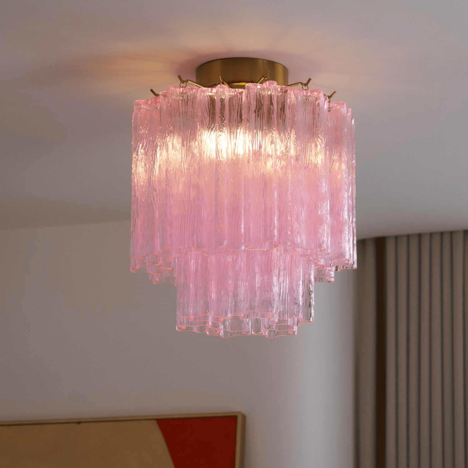 Fiora Pink Murano Glass Ceiling Light