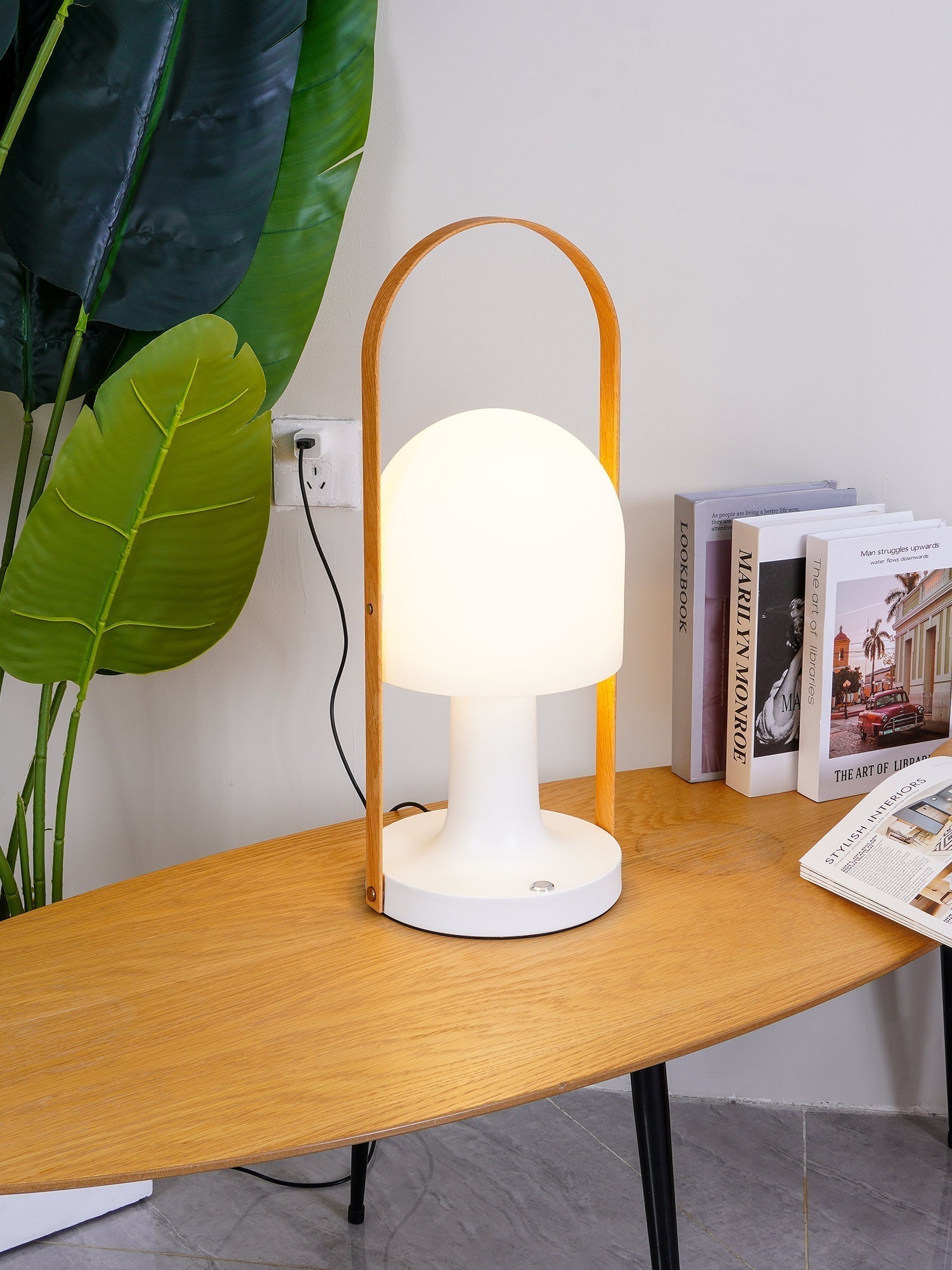 Portable Glass Charging Table Light, Bedside Table Lamp, detail 11
