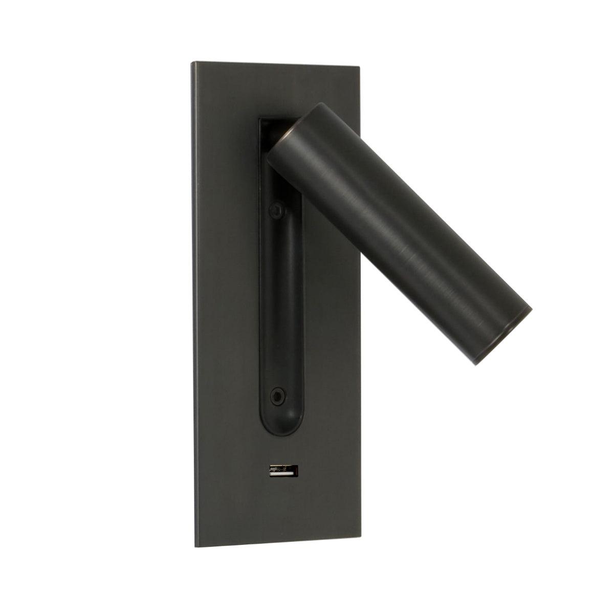 Black Bedside USB Wall Light - Dia 7.8cm x H 18.3cm Aluminum alloy, Bedroom Wall Sconce, detail 7