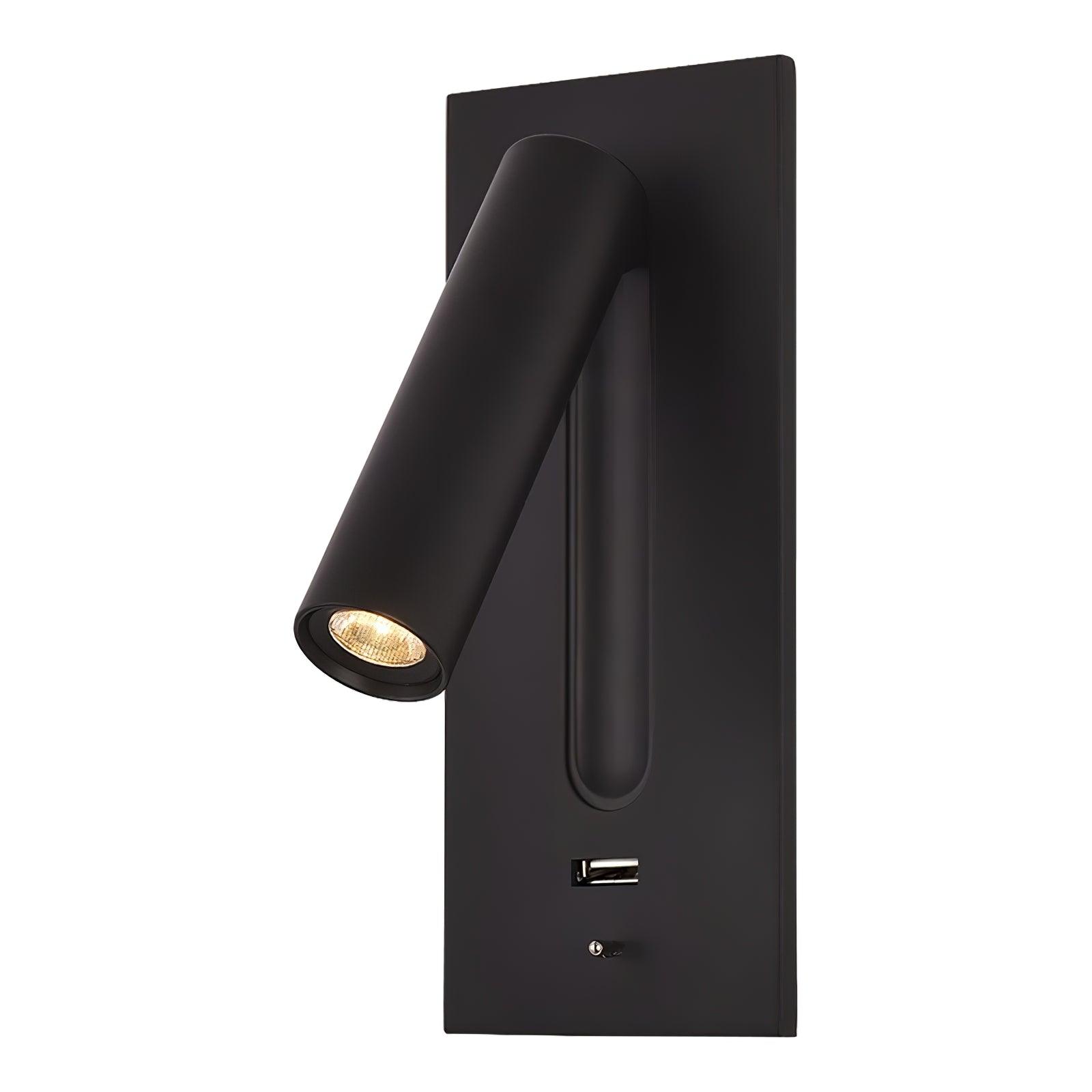 Black Bedside USB Wall Light - Dia 7.8cm x H 18.3cm Aluminum alloy, Bedroom Wall Sconce, detail 22