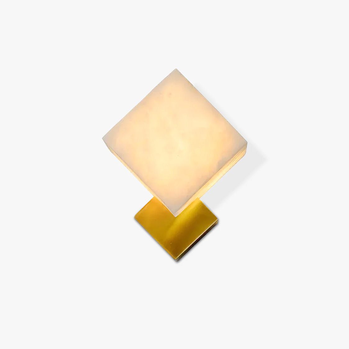 Block Alabaster Wall Light, Bedroom Wall Sconce, Brass, Dia 14cm x H 18.5cm