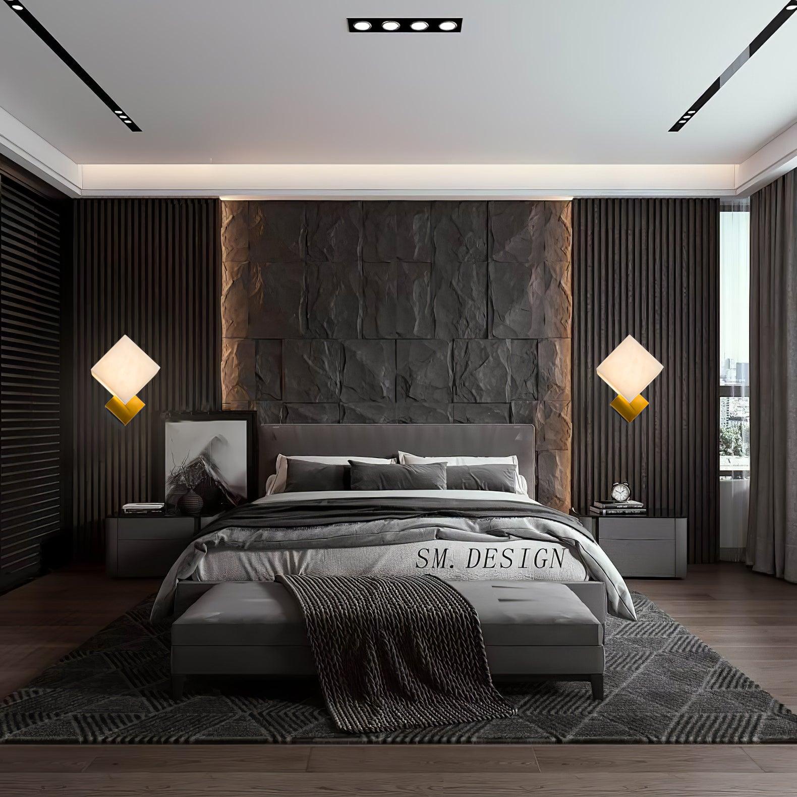 Block Alabaster Wall Light, Bedroom Wall Sconce, detail 13