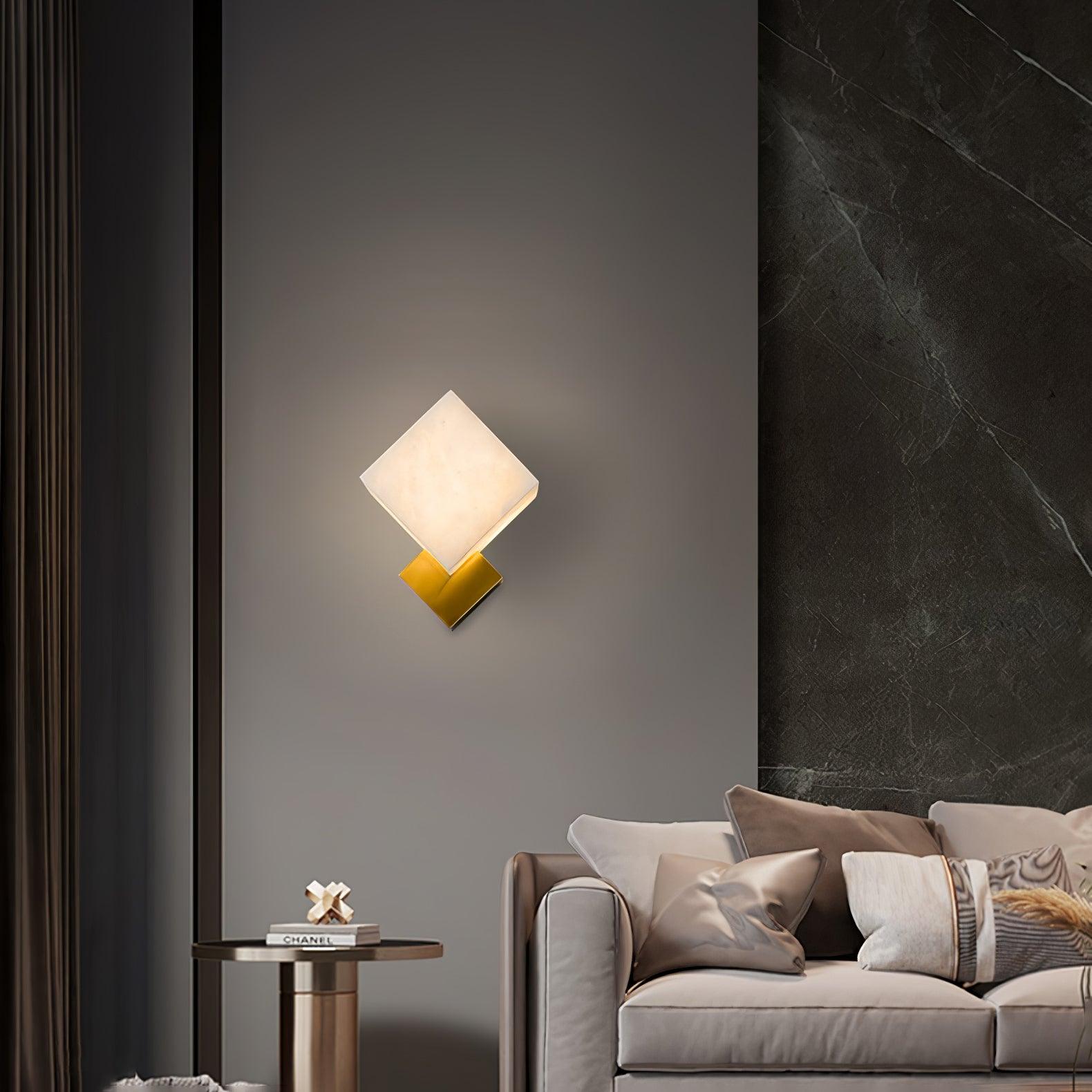 Block Alabaster Wall Light, Bedroom Wall Sconce, detail 7