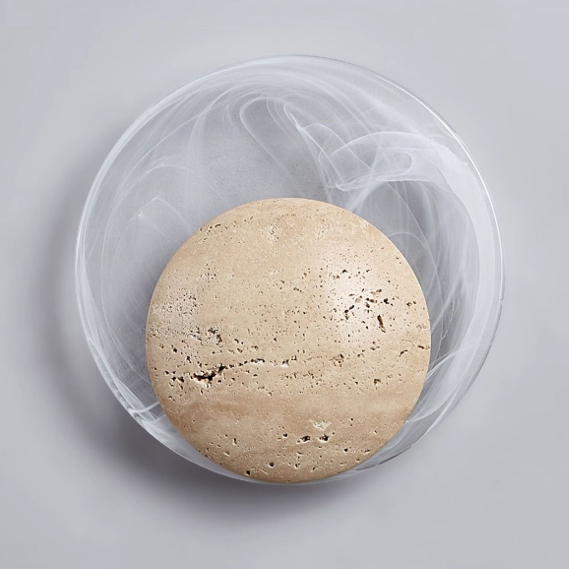 travertine lighting fixture shown as a main product image for layered interiors