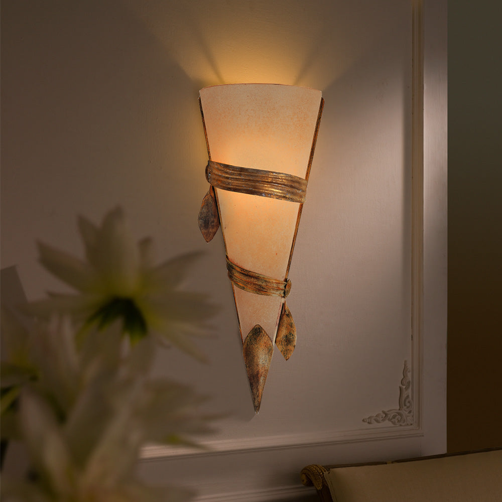 Gold Leaf Hand Made Opaque Glass Wall Sconce