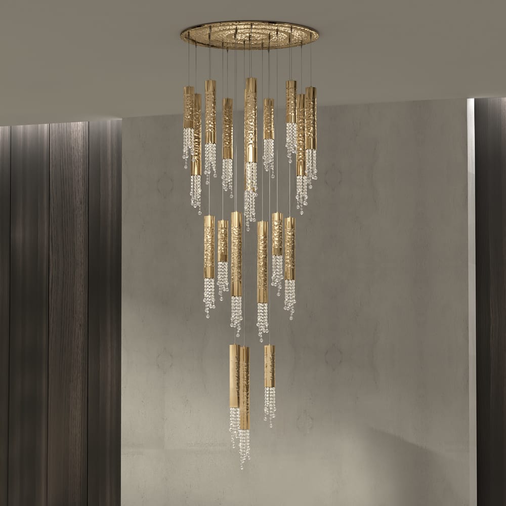 Gold Plated Contemporary Crystal Chandelier