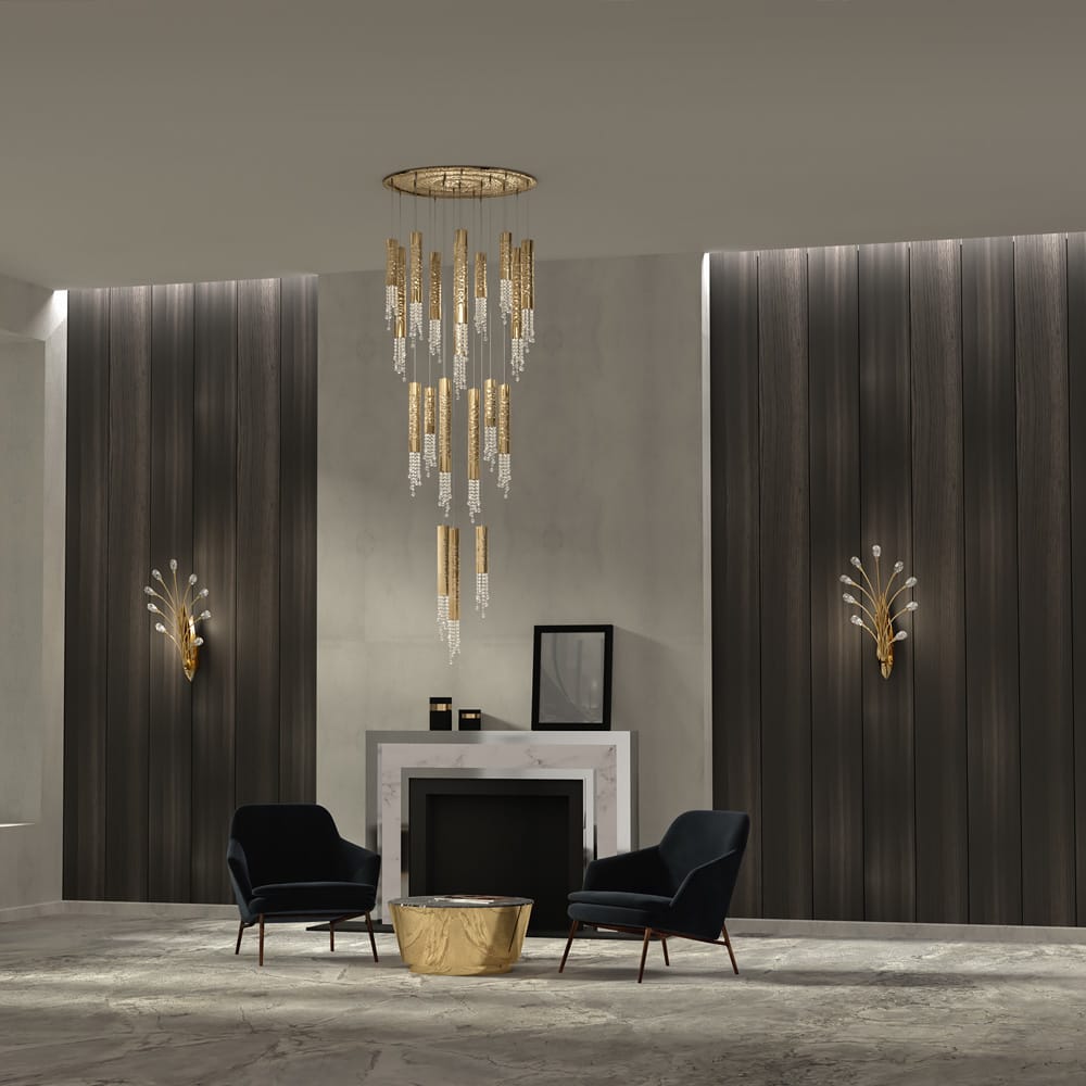 Gold Plated Contemporary Crystal Chandelier