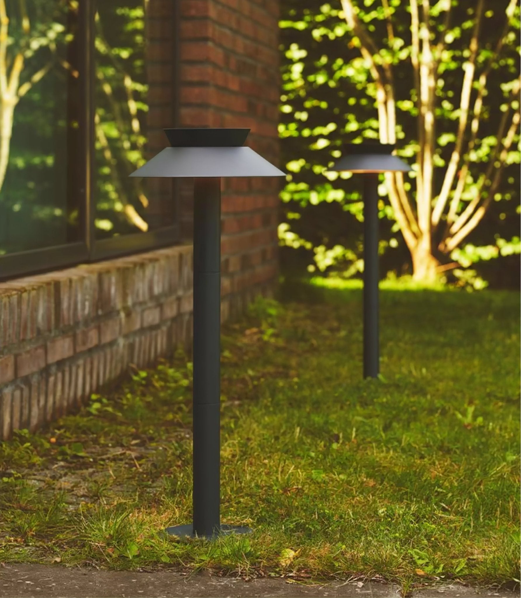 Close-up angle of Halo Stem Outdoor Path Light showing form and material detail