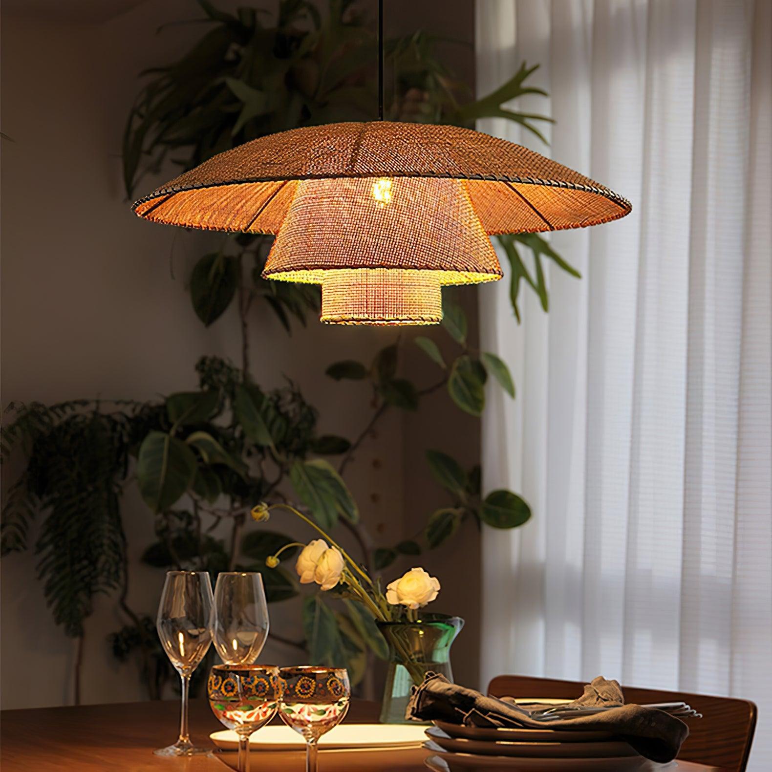 Hat Weave Rattan Chandelier