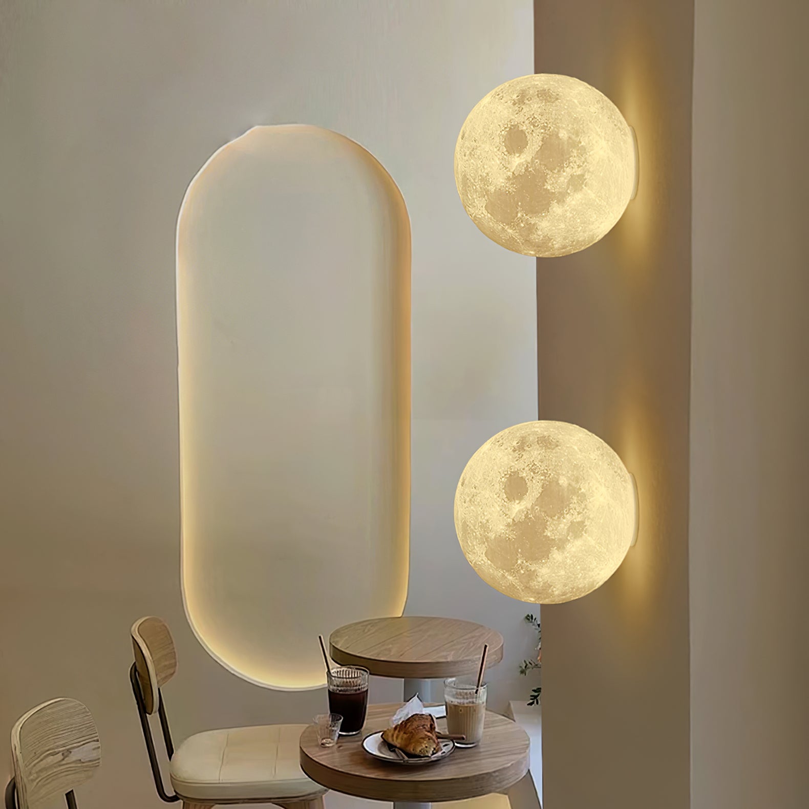 Moon 3D Wall Light - Dia 20cm x H 10cm 3D Printing PLA, Hardwired Wall Sconce, detail 4