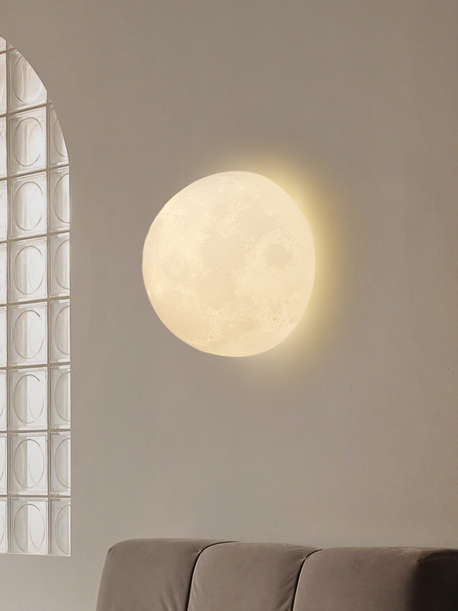 Moon 3D Wall Light - Dia 20cm x H 10cm 3D Printing PLA, Hardwired Wall Sconce, detail 17