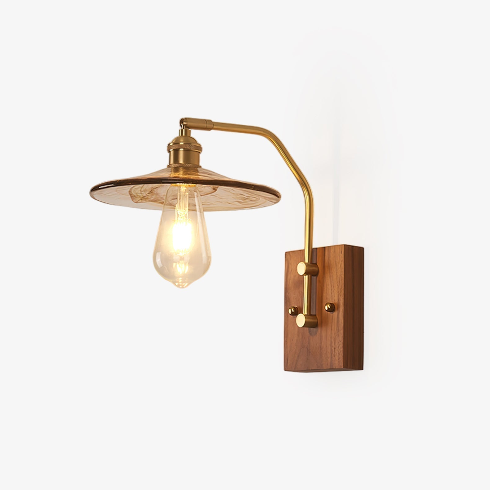 Heritage Walnut Wall Light, Hardwired Wall Sconce, Wood, Dia 21cm x H 15cm