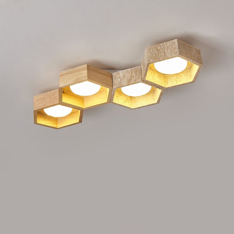 Honeycomb Travertine Ceiling Light