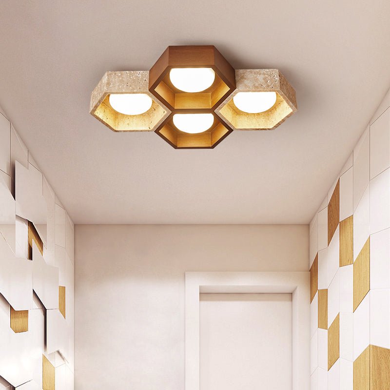 Honeycomb Travertine Ceiling Light