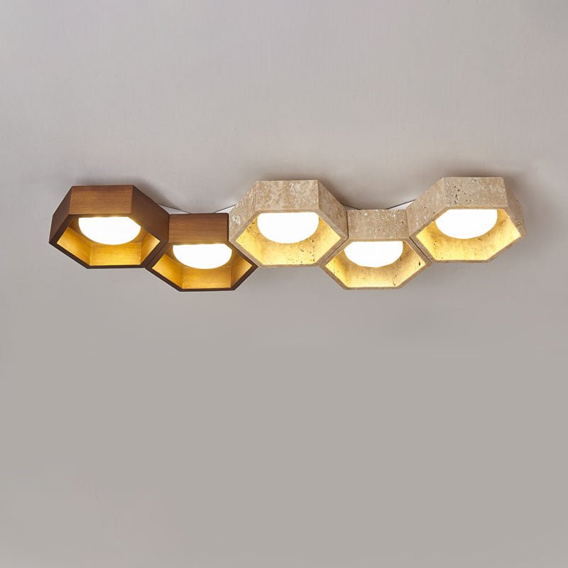 Honeycomb Travertine Ceiling Light