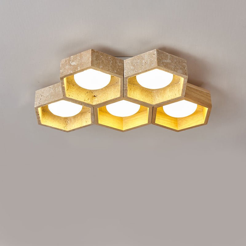 Honeycomb Travertine Ceiling Light