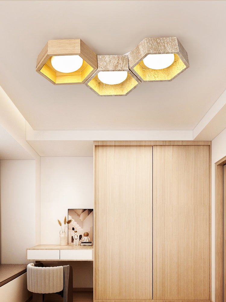 Honeycomb Travertine Ceiling Light