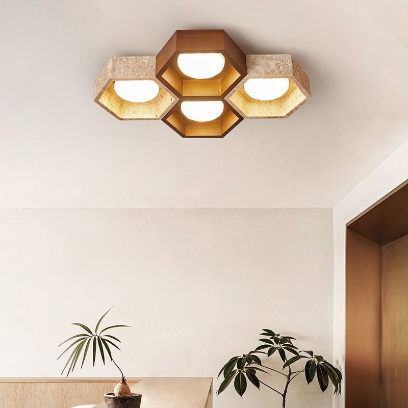 Honeycomb Travertine Ceiling Light