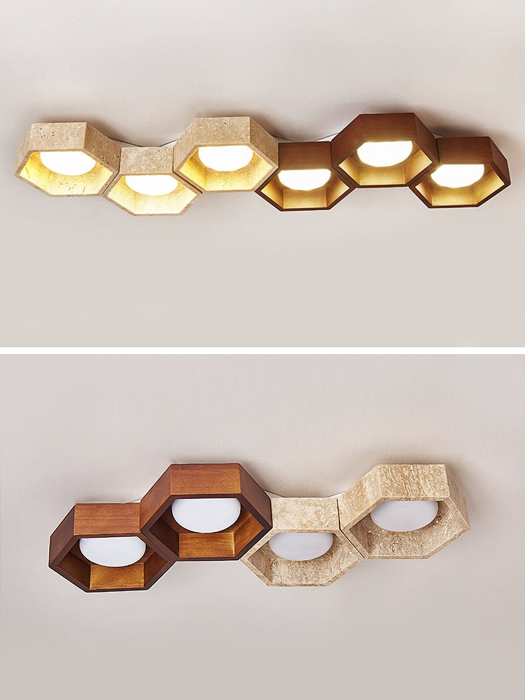 Honeycomb Travertine Ceiling Light
