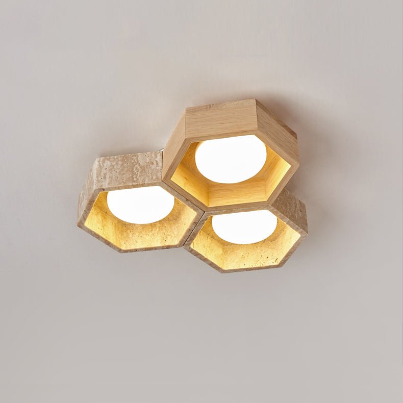 Honeycomb Travertine Ceiling Light