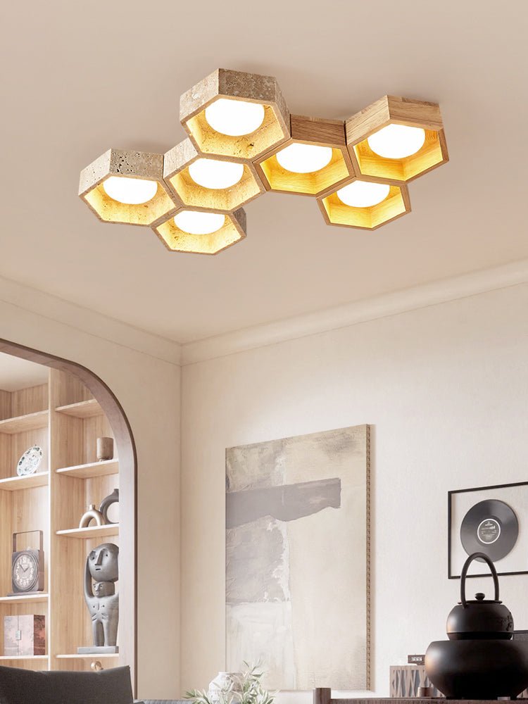 Honeycomb Travertine Ceiling Light