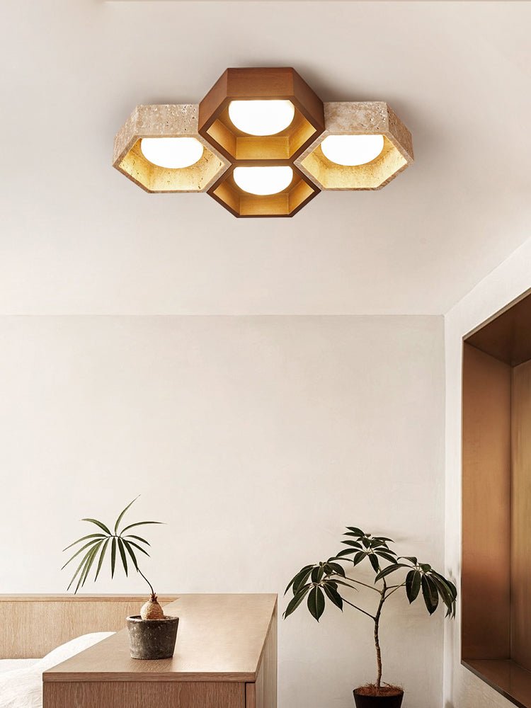 Honeycomb Travertine Ceiling Light