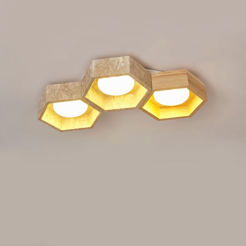 Honeycomb Travertine Ceiling Light