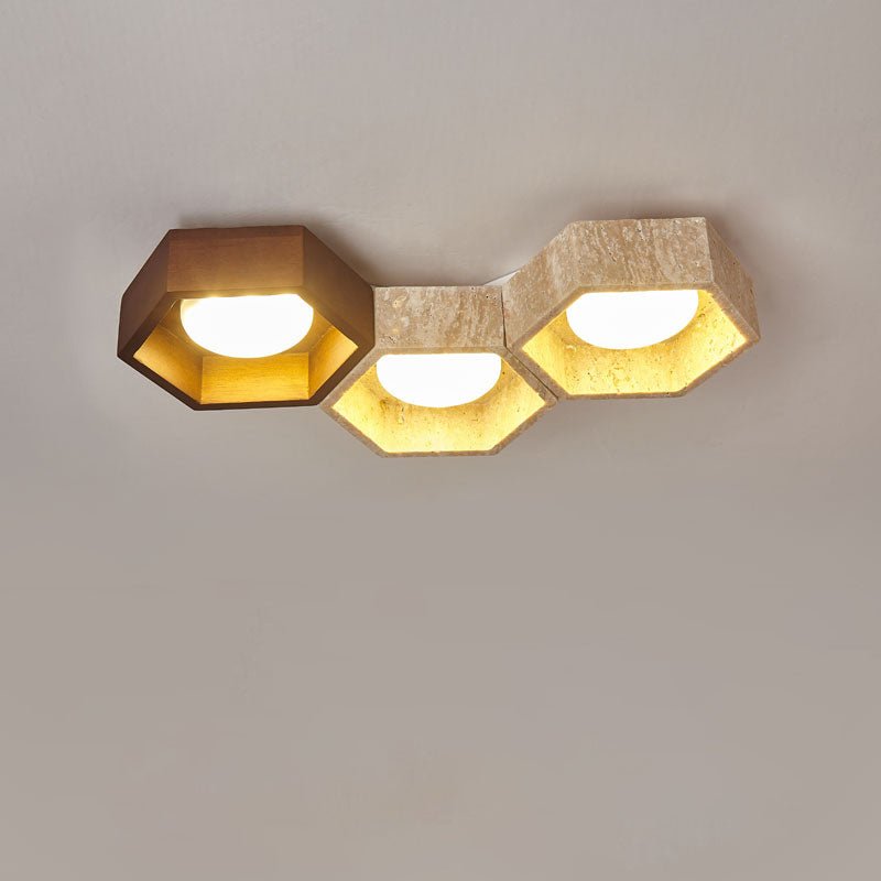 Honeycomb Travertine Ceiling Light