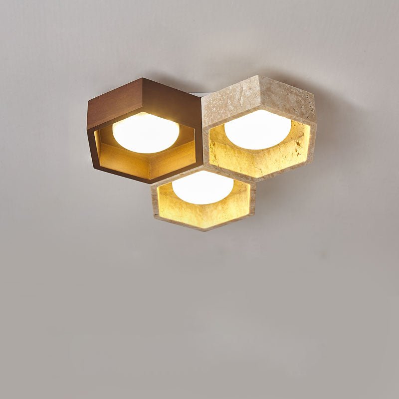 Honeycomb Travertine Ceiling Light
