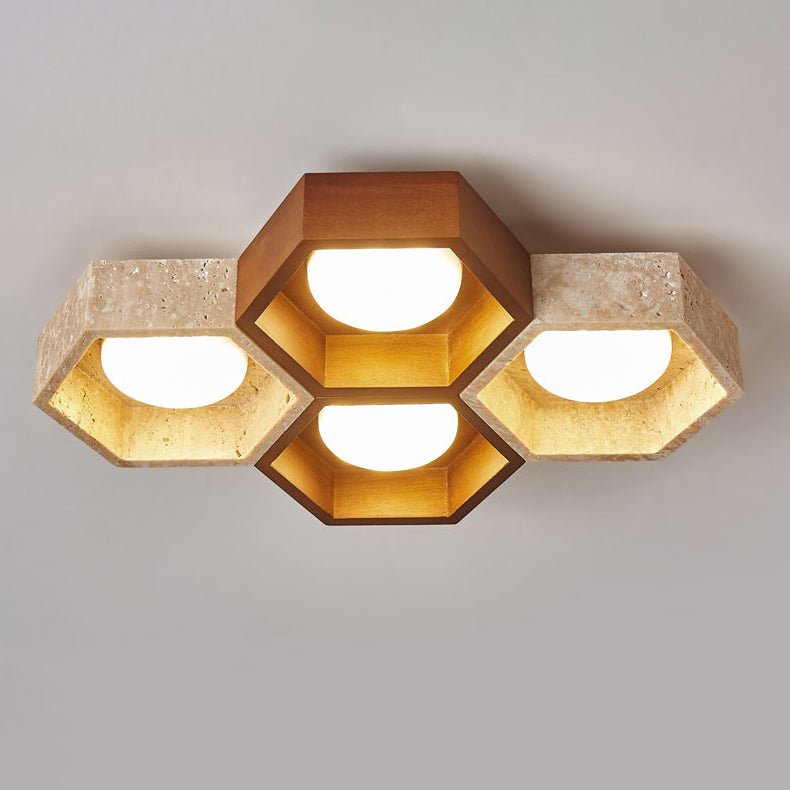 Honeycomb Travertine Ceiling Light