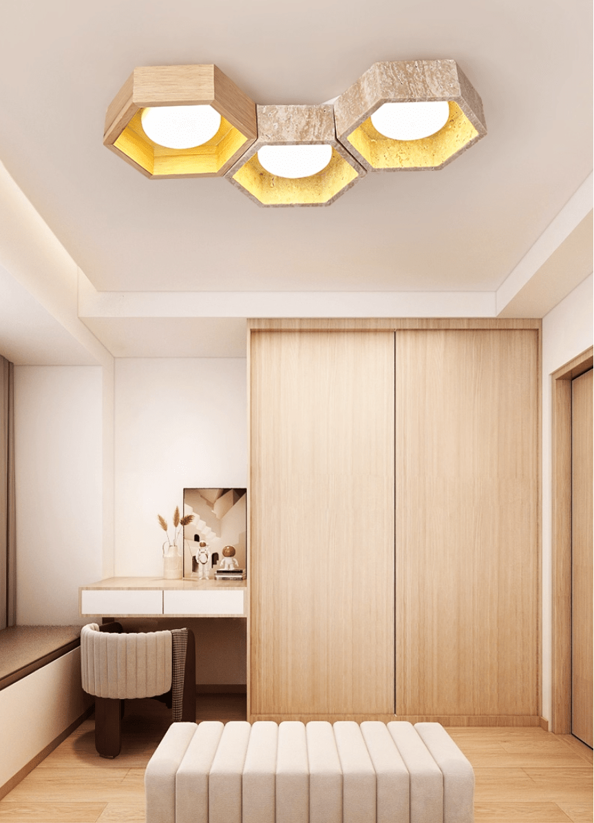 Honeycomb Travertine Ceiling Light