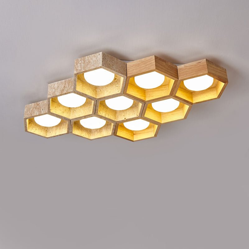 Honeycomb Travertine Ceiling Light
