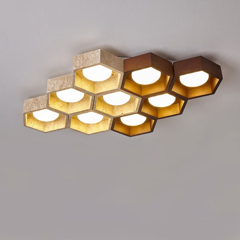 Honeycomb Travertine Ceiling Light