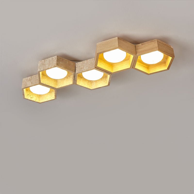 Honeycomb Travertine Ceiling Light