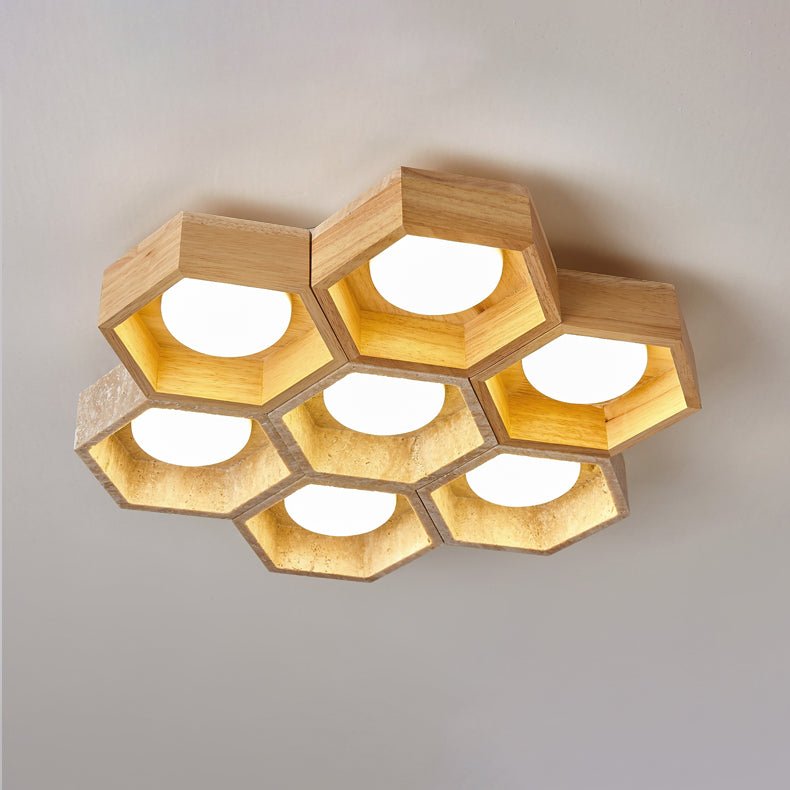 Honeycomb Travertine Ceiling Light