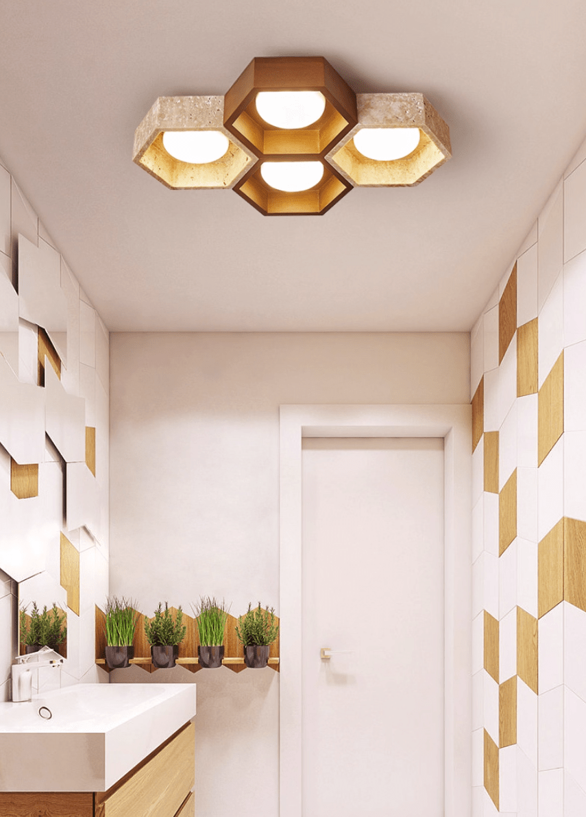 Honeycomb Travertine Ceiling Light