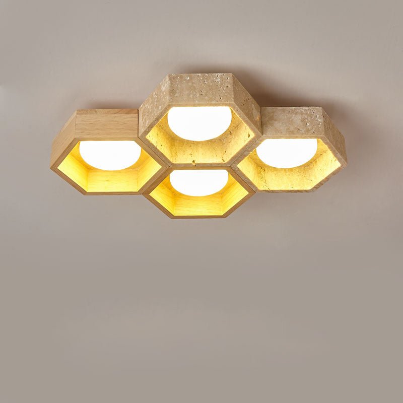 Honeycomb Travertine Ceiling Light