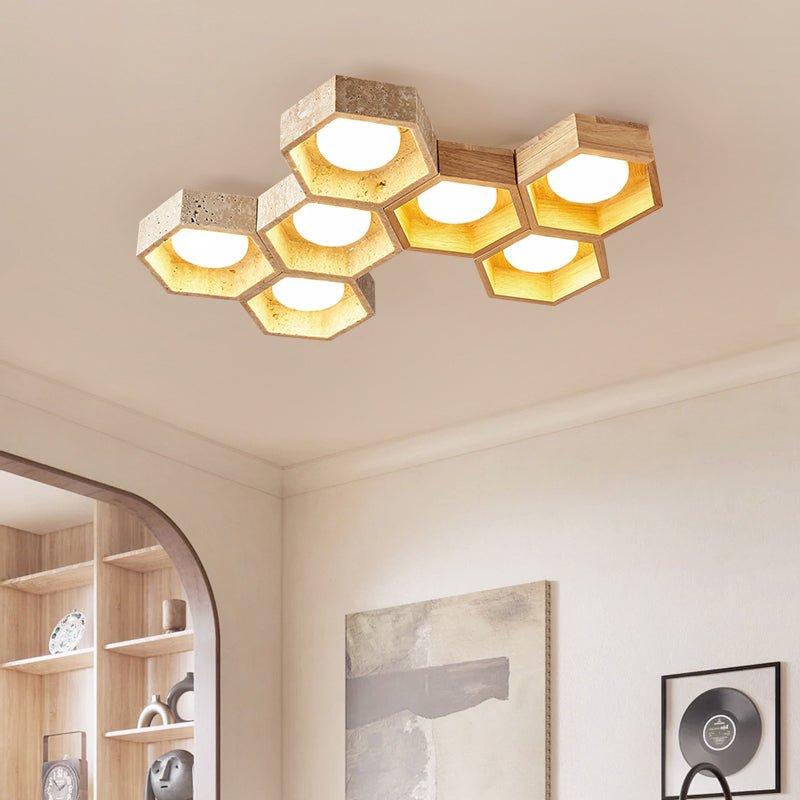 Honeycomb Travertine Ceiling Light