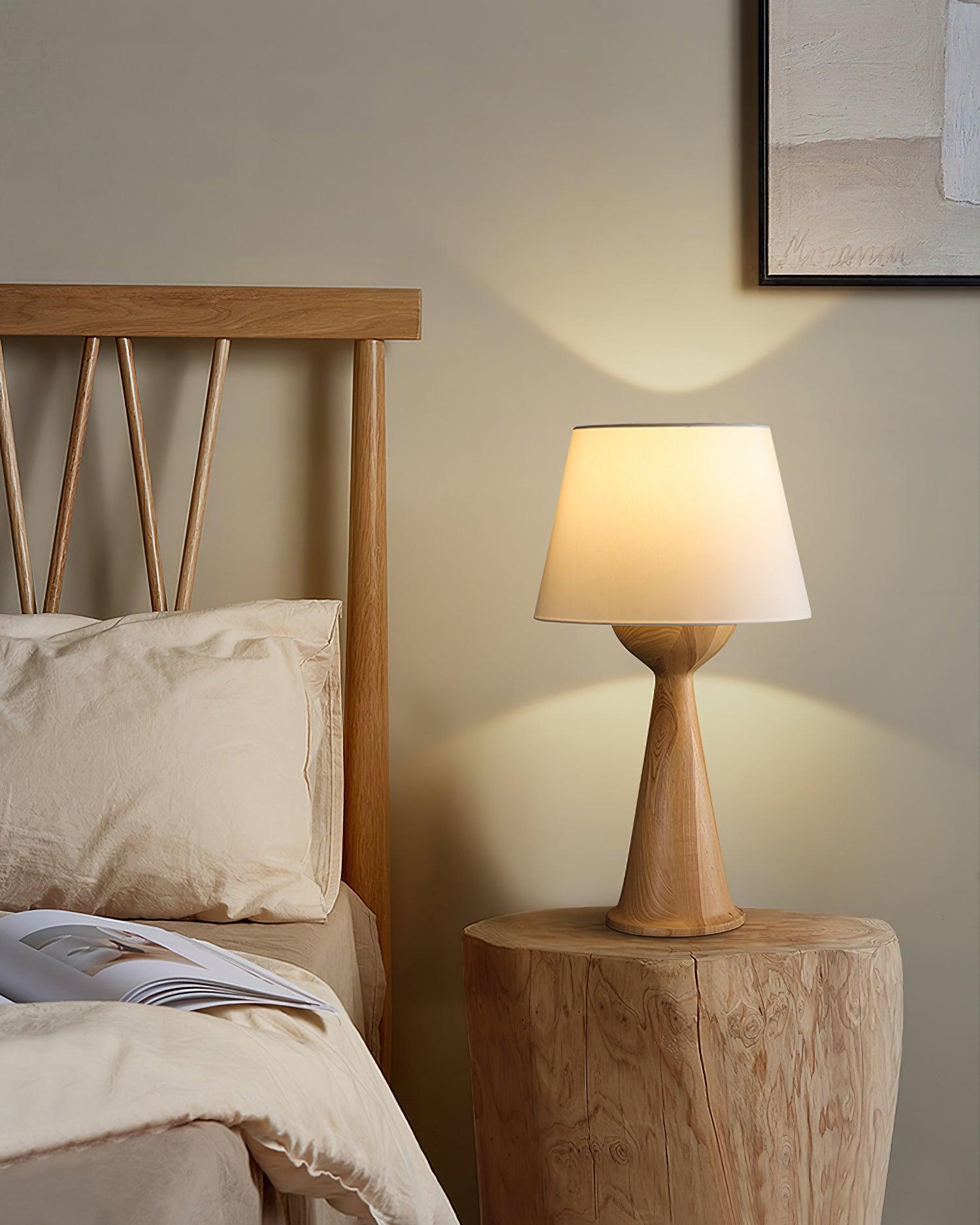 Hourglass Wood Table Light, Bedside Table Lamp, detail 9