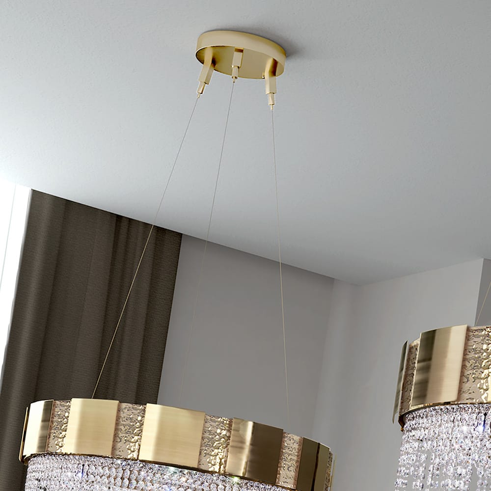 Designer Gold Plated Round Chandelier with Crystal