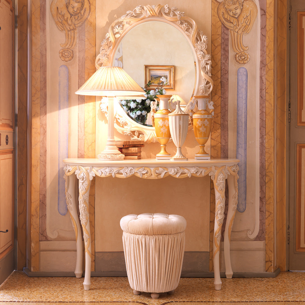 Ornate Rose Design Italian Table Lamp