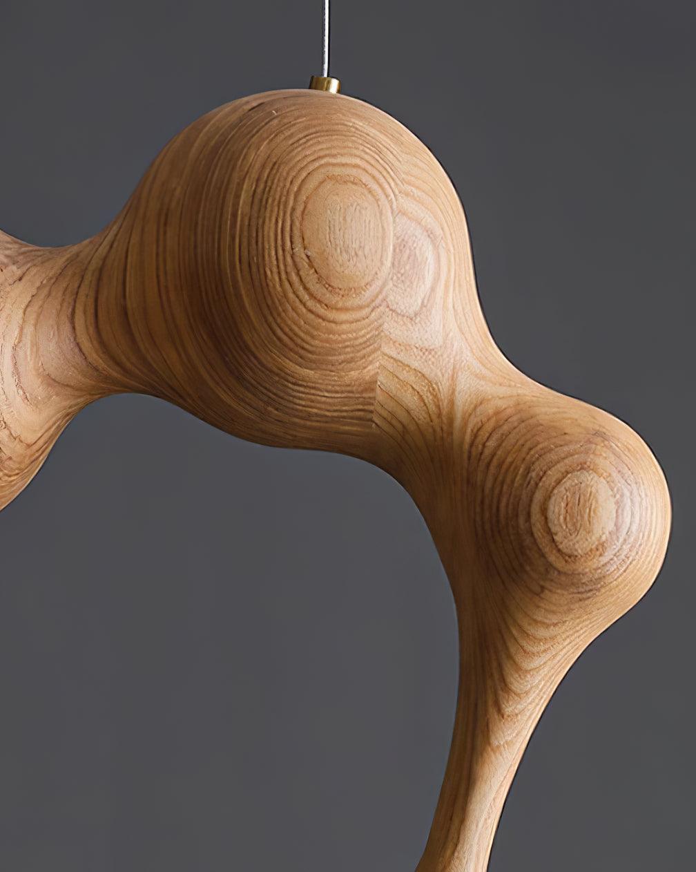 Close-up angle of Jenna Wooden Pendant Lamp showing form and material detail